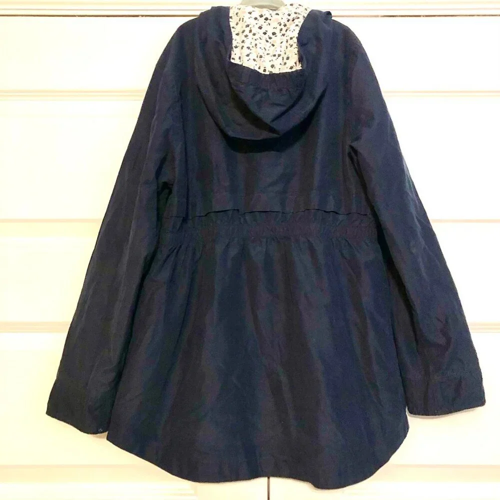 New ROKKA & ROLLA Hooded Trench Coat Rain Jacket Embroidered Night Sky LG 10\12
